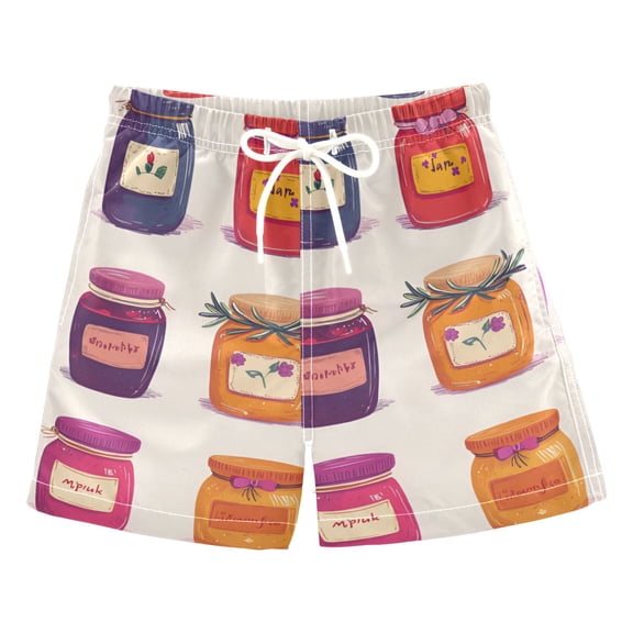 FORMRS Boys Swim Trunks Quick Dry Mesh Liner Boardshorts Sizes XS-XL, Jam Jars