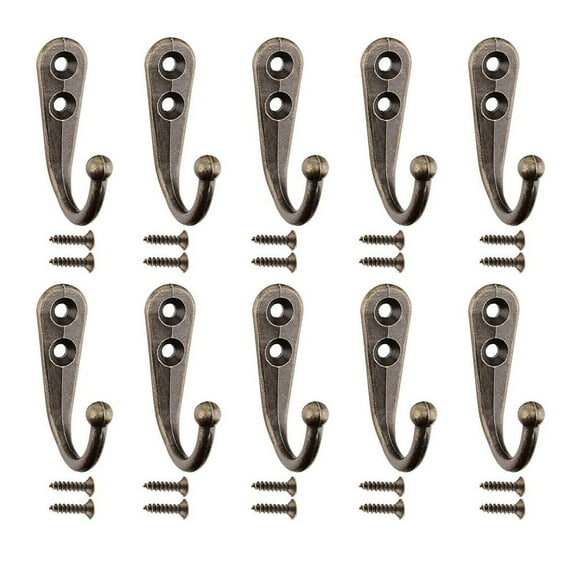 10X Vintage Coat Hooks Wall Mounted Cast Antique Hook Door Robe Clothes Hangings Keys Hat Towel Bathroom Hooks