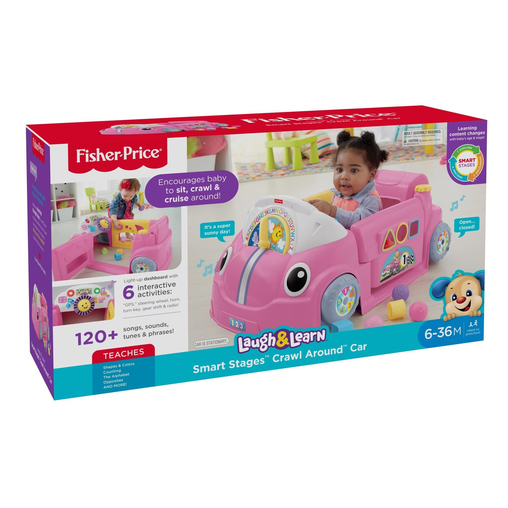 Pink Fisher-Price Laugh and Learn Smart Stages Crawl Around Car 