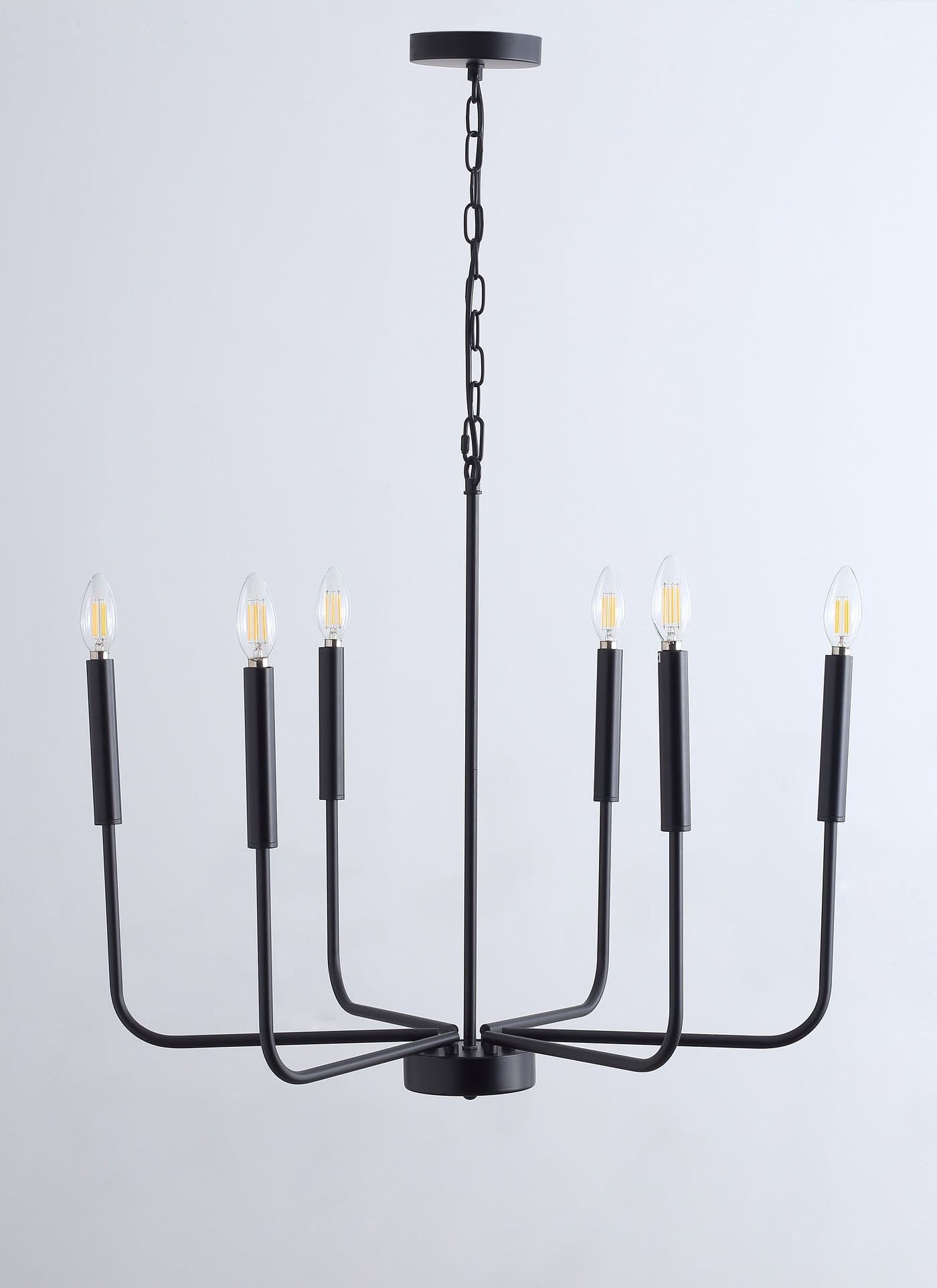 Aiwen Modern Candle Like Wagon Wheel Pendant Light Industrial Hanging Lamp Fixture Black