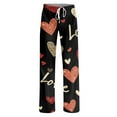 thumbnail image 6 of Women's Casual Valentine's Day Printed Pajama Pants, Flannel Sleepwear Lounge Pants for Women, Soft Comfortable Sleep Pants, Holiday Gift Pajamas,Black,2XL, 6 of 6