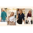 thumbnail image 5 of MOYIKO Womens Button Down Shirts 3/4 Sleeve Basic Business Dress Shirts Collared Work Office Fitted Blouses Tops, 5 of 7