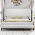 thumbnail image 3 of VanAcc Full Platform Bed Frame 51.2" High Headboard Tall Upholstered Bed/No Box Spring Required/Wood Slat Support/Easy Assembly White, 3 of 7