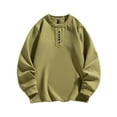 thumbnail image 4 of KeShDi Dress Shirts for Men Oversized Tshirts for Men Men's Solid Color Long Sleeved Round Neck Warm Fleece Pullover Sweatshirt Khaki M, 4 of 5