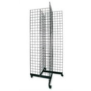 SSWBasics Black 4-Way Wire Grid Tower with Base and Casters - Black Display Stand with Wheels - Sturdy Triangle Wire Grid Wall Display Rack - Versatile Wire Grid Display for Events and Exhibitions