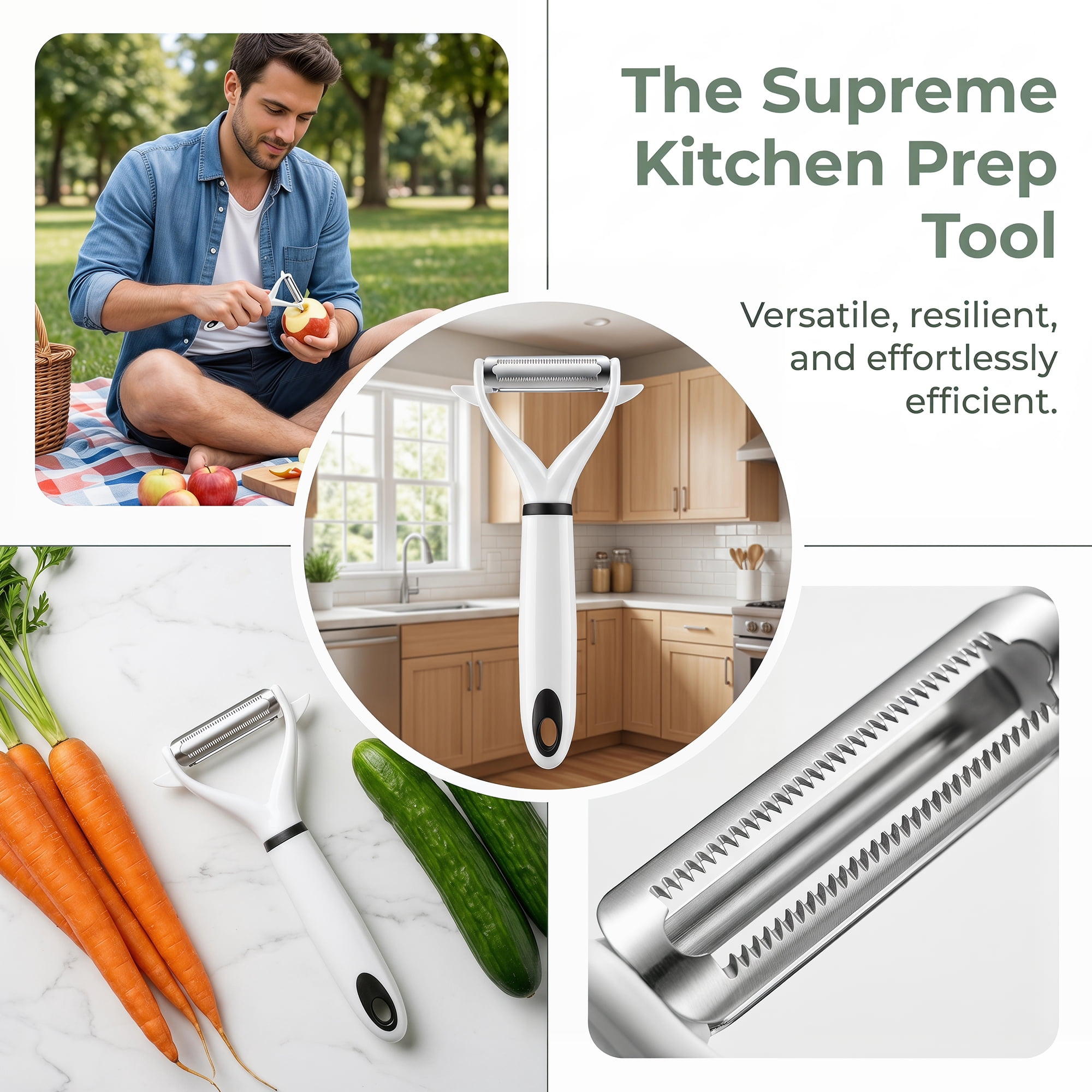 Unique Bargains Stainless Steel Durable Peeler with Ergonomic Handle Green 6.7" x 3"