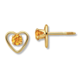thumbnail image 6 of Fine Color Jewels Citrine Heart Stud Earrings for Women 14K Yellow Gold Button Style, 6 of 7