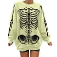 thumbnail image 1 of HUITKMM Chandail pour Femmes Unisexe Mode Imprimé Design Squelette Surdimensionné Longline Sans Capuche Col Rond pour et Mode Urbaine Décontracté, 1 of 5