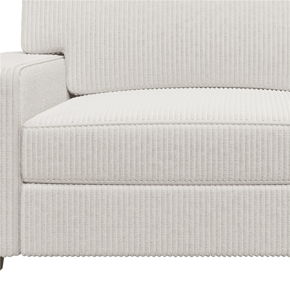 Renwick 83.5'' W 2-Seater Modern Corduroy Fabric Sofa Couch with USB Charging Ports, All Ages, Ivory