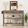 thumbnail image 3 of Grey Entryway Table, 47" Console Table with Drawers, Narrow Sofa Table End Table with 3 Drawers for Foyer, 3 of 11