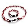 thumbnail image 3 of CEBuy 3 Rope Braided Tornado Titanium Sport Baseball Necklace 20" & Bracelet 8" (Red/White), 3 of 4