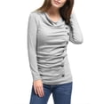 thumbnail image 6 of MODA NOVA Junior's Cowl Neck Long Sleeves Buttons Decor Ruched Top, 6 of 6