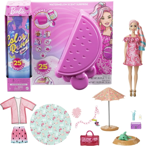 Barbie Reveal Foam! Doll, Watermelon Scent, 25 Surprises For Kids 3 Years Old & Up - Walmart.com