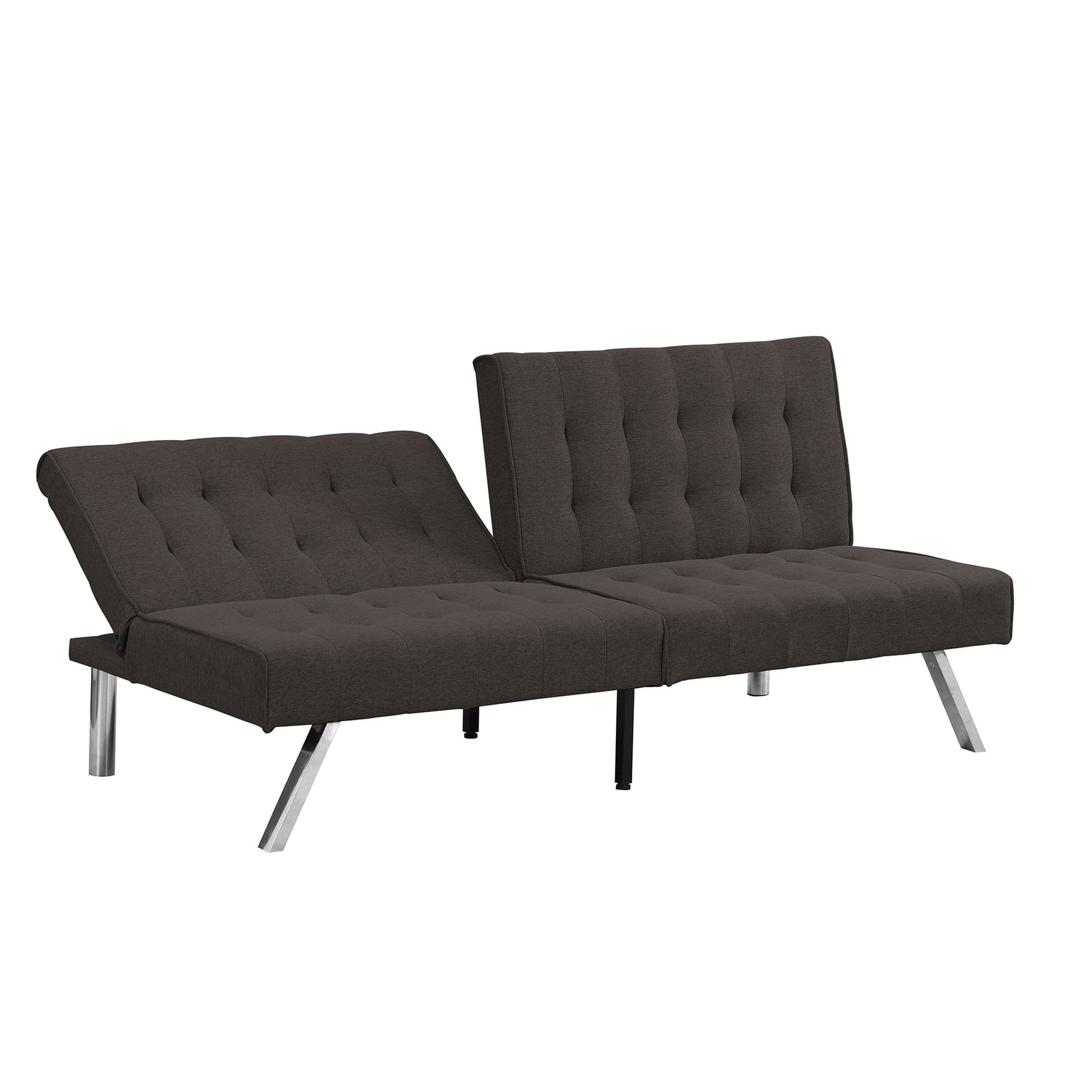 Aukfa Linen Futon Convertible Sofa for Home Office, Split Back, Space Save, Espresso