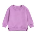thumbnail image 2 of LEKDFST Baby Girl Casual Long Sleeve Sweatshirt Crew Neck Cute Pullover Relaxed Fit Tops Purple 6-9 Months, 2 of 6