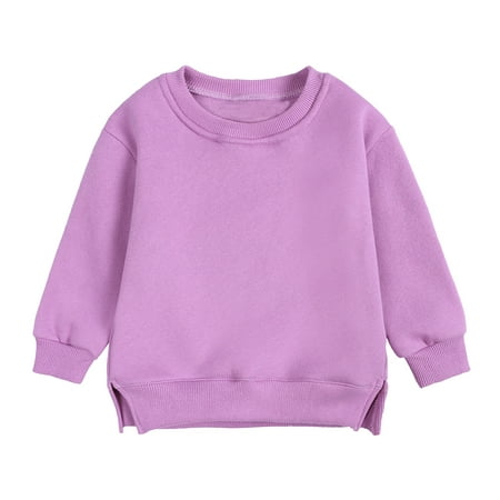 

Toddler Boys Girls Pullover Fleece Sweatshirt Children s Solid Plus Babies Color Top Coat Girls Tops