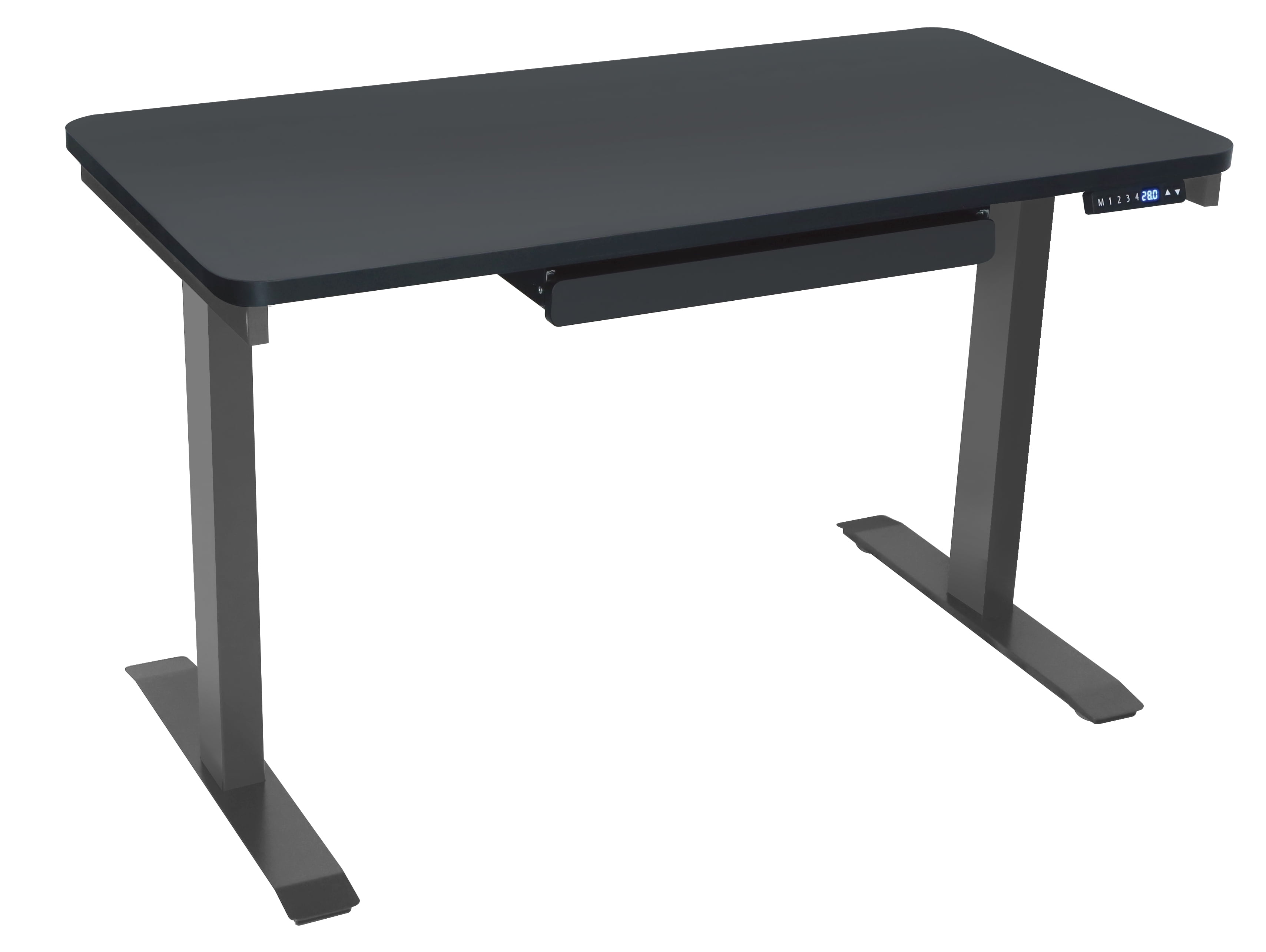 Motionwise Black Electric Height Adjustable Standing Desk, 24?x48", Height Adjustable 28"-48" with 4 pre-set height adjustments and USB Charge Port, Multiple Colors
