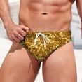 thumbnail image 2 of XDZJLR Mens Swim Briefs Fashion Casual Sequin Print Comfortable Swimming Spa Lace Up Swimsuit Trunks Breathable Beachwear Gold, 2 of 5