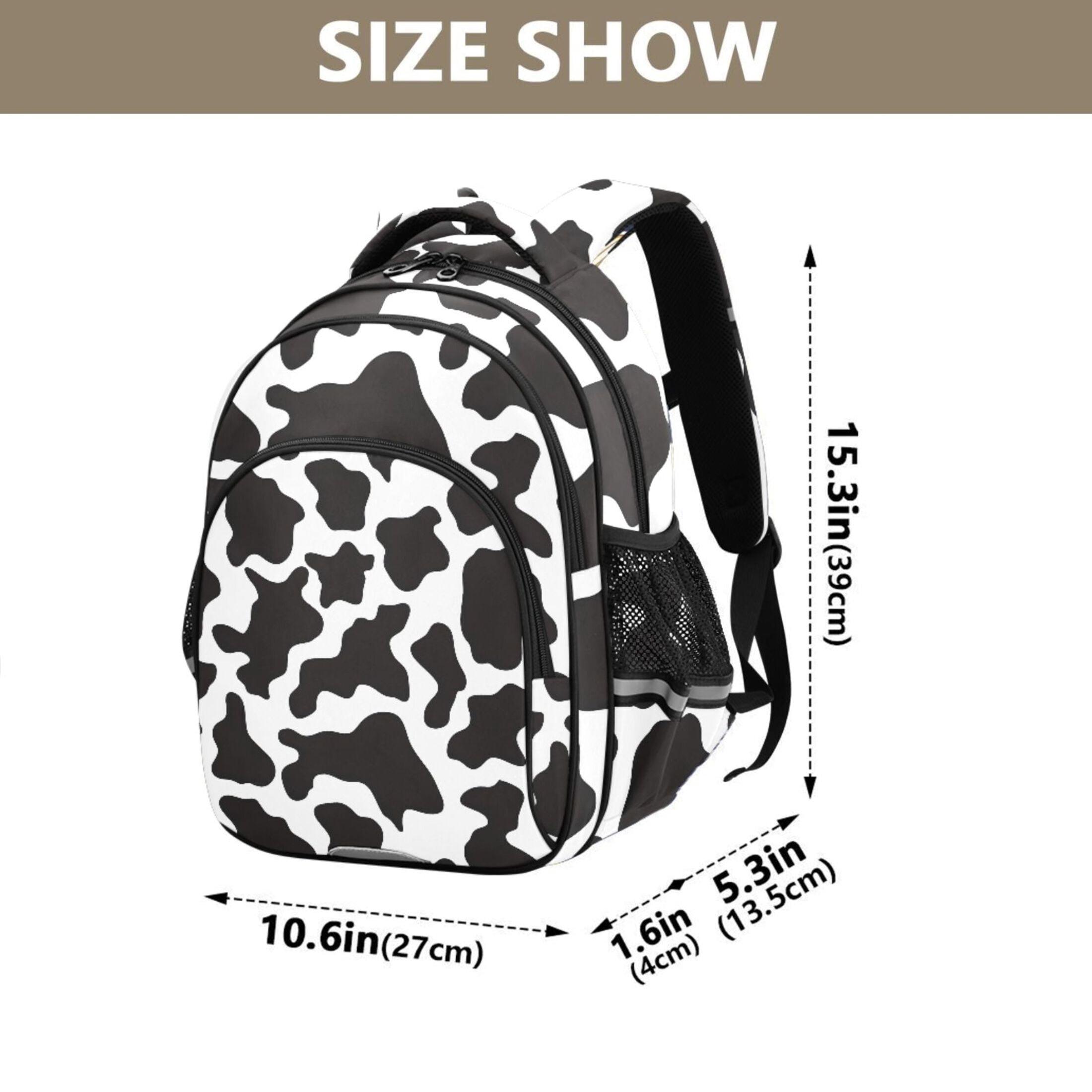 ALAZA Cow Print School Backpack Elementary Bag Bookbag Travel Rucksack