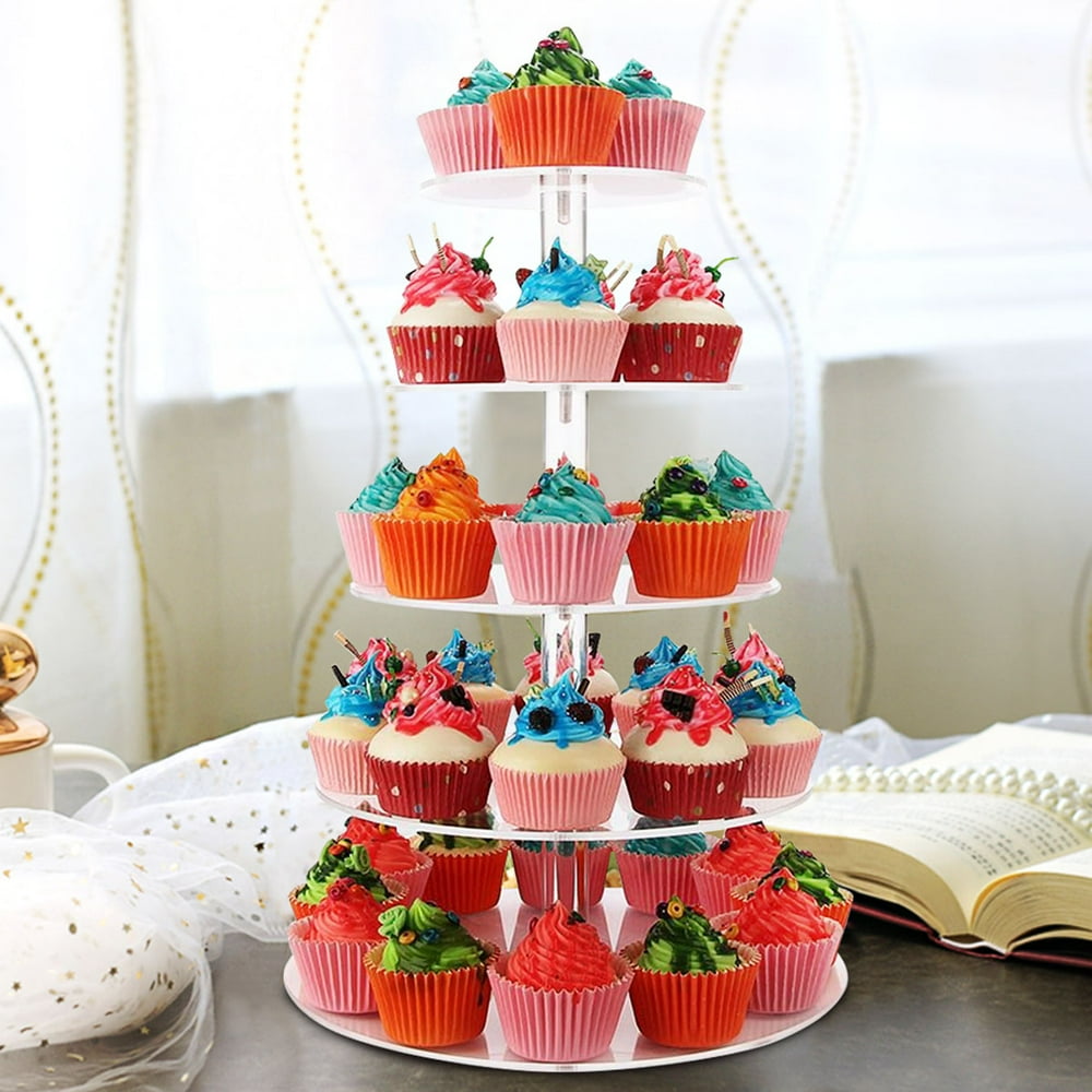 5 Tier Clear Acrylic Cake Stand Round Crystal Cupcake Tower Stand Dessert Stand Wedding Birthday