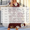 thumbnail image 3 of HAPIMO Round Neck Floral Print Pleated Dress Women Casual Dress for Daily Wear Wine L, 3 of 7