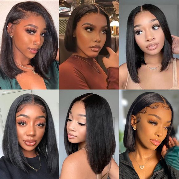 Datanala Straight 13x4 Bob Wig 16Inch straight Human Hair Transparent Lace Frontal bob Wigs Brazilian Virgin Straight Human Hair Glueless bob Wig Pre