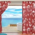 thumbnail image 4 of Splicing Pattern Christmas Red Background Semi Sheer Curtains Window Voile Drapes Panels Treatment-55X84in for Living Room Bedroom Kids Room, 4 of 4