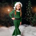 thumbnail image 2 of Otqutp Outfits Set for Baby Birthday Toddler Girls Christmas Long Sleeve Romper Flare Jumpsuit Hat Set Fall Winter Clothes for 1-5 Years(Green,3-4 Years), 2 of 9