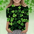 thumbnail image 2 of KKBOTIVE St.patrick's Day Shirt Toddler Kids Short Sleeve Crew Neck Pullover Girls St Patricks Cute Tees Outfit Child's Back To Shcool Daily Wear ( Green Size: 11-12 Years ), 2 of 5