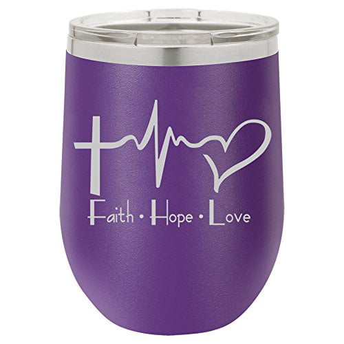 Faith Hope Love Stainless Seel Insulated Tumbler W/EKG 20 oz Double Wall W/Lid