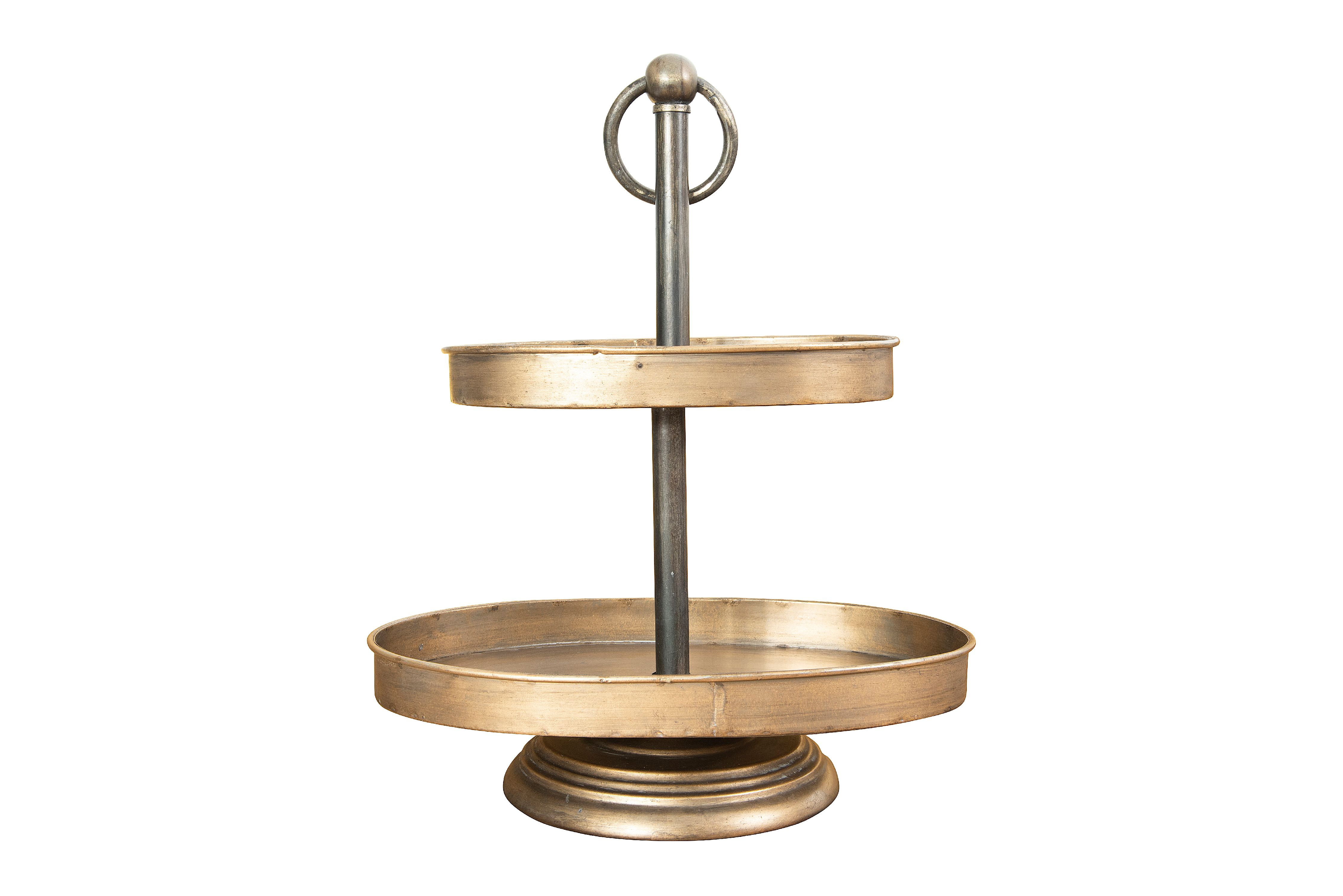 Woven Paths Decorative Metal 2Tier Tray, Gold