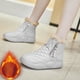 thumbnail image 2 of Zapatos para mujer, de moda, informales, lisos, con cordón, forro polar, cálidos, botas de nieve, zapatillas para correr, botas vaqueras., 2 of 5