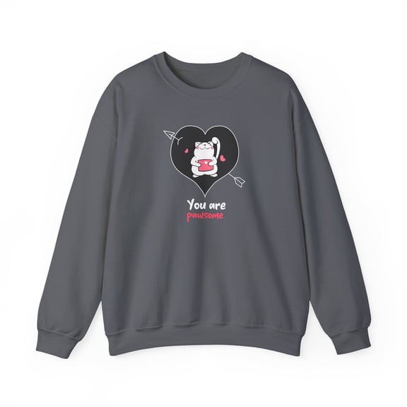 Cat Heart Sweatshirt, Heart Sweatshirt, Cat Sweatshirt, Valentine's Day Sweatshirt, 50/50 Cotton-Poly Animal Sweatshirt 132