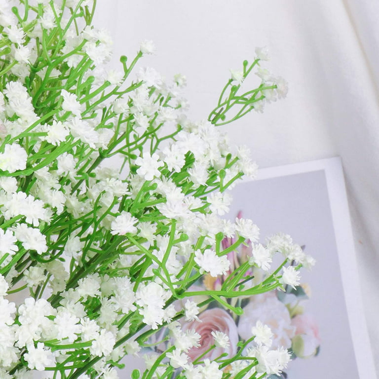 DEEMEI Artificial Baby Breath Flowers White Gypsophila Bouquets 15 Pcs Real Touch Flowers for Wedding Party Home Decoration
