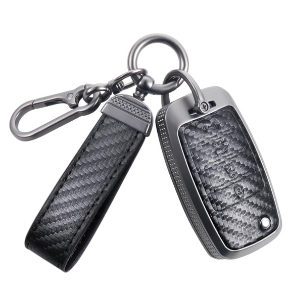 Carbon fiber texture key fob cover Compatible with Kia Sedona Rio Optima Soul Sportage Sorento Carens Flip Key, Zinc Alloy Key Case keychain