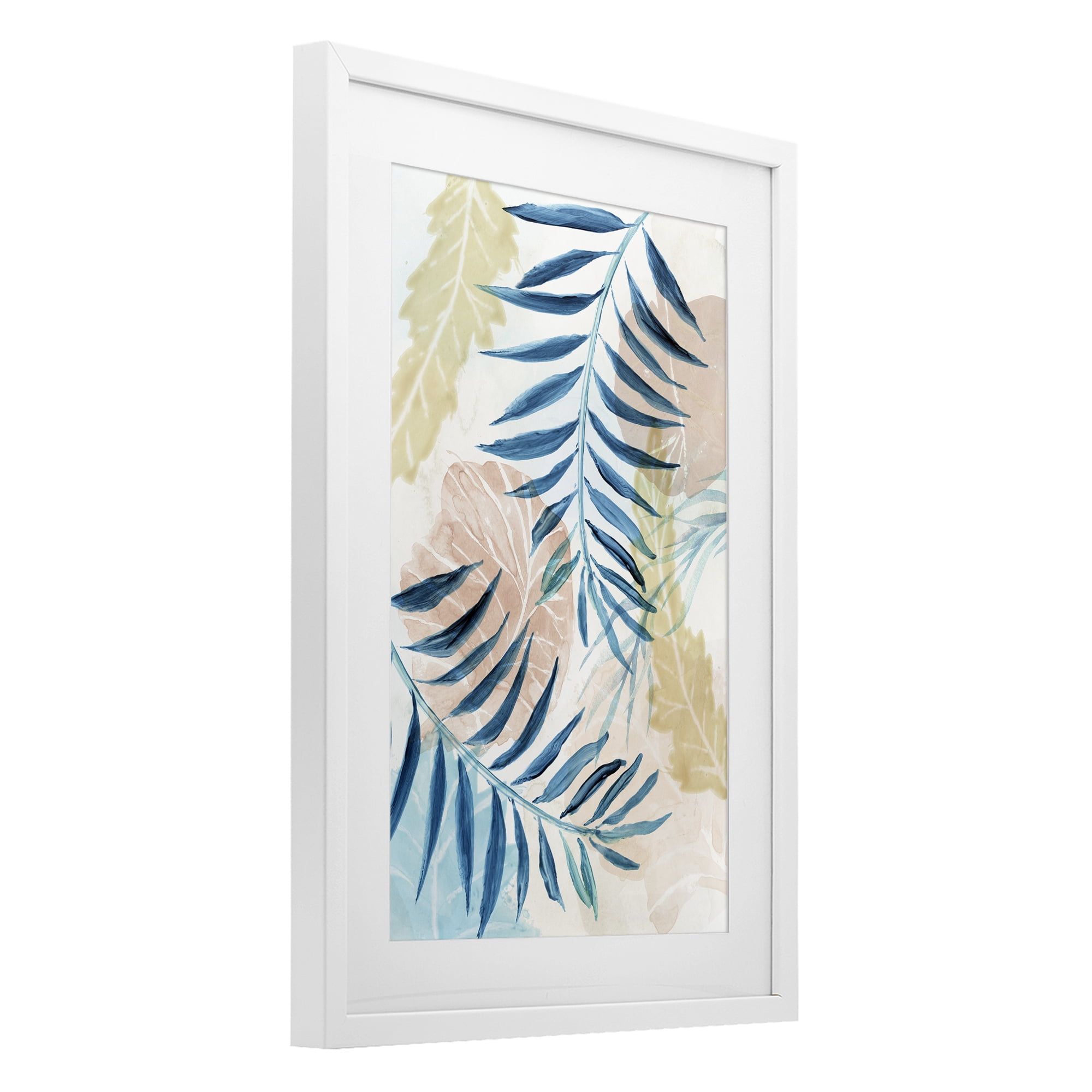 Stupell Industries Palm Fronds in Pastel Haze White Framed Print Under Glass, design by Nan