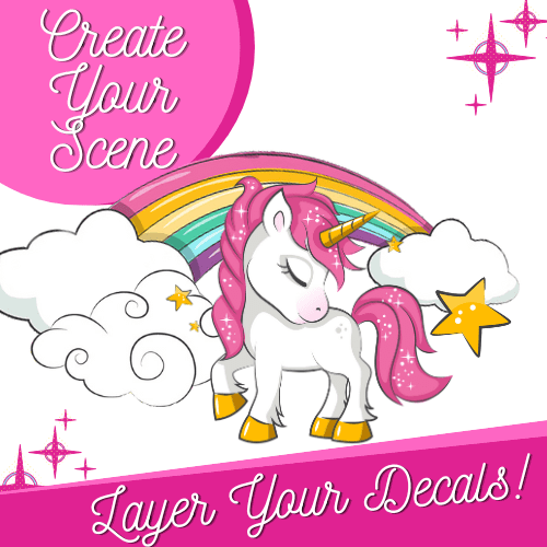 Glow in The Dark Unicorn Wall Decals(Pink) - Quality Peel and Stick Vinyl Stickers - Wall Decor for Kids & Classroom – Set of 96 Glowing Unicorns, Rainbows, Hearts, & Stars