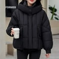 thumbnail image 5 of Fashion Plus Size Hooded Coats for Womens Winter Warm Casual Loose Solid Color Pocket Zippered Reversible Long Coat, 5 of 9