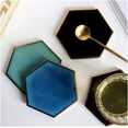 thumbnail image 3 of Cup mat 1 PCS Hexagon Gold-plated Ceramic Placemat Heat Insulation Coaster Porcelain Mats Pads Table Decoration new Exquisite and practical (Color : A), 3 of 7