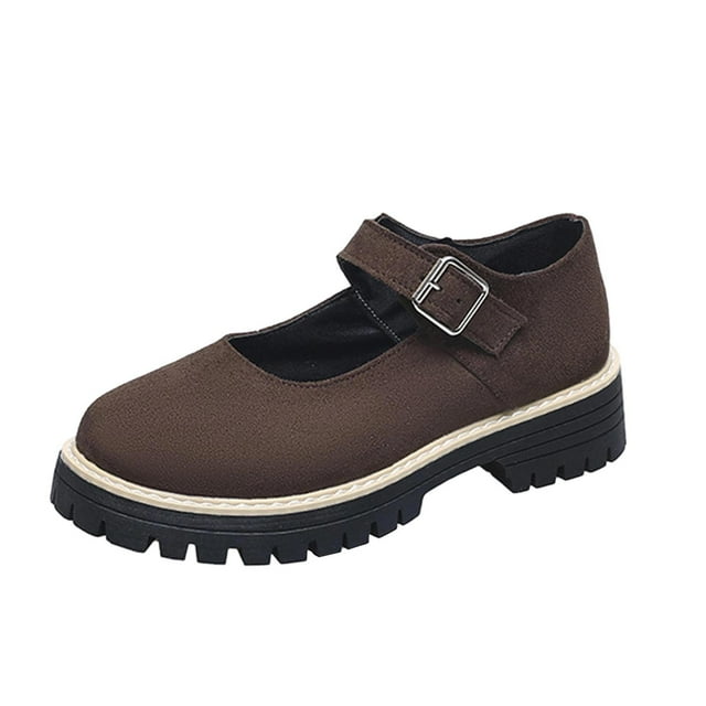 Mocassins pour Femmes Couleur Café Talon Moyen Talon Bloc Bout Rond Chaussures Décontractées à Enfiler Semelle Compensée Confortables pour le Quotidien Bureau Décontracté Taille 41