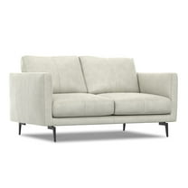 Stevens Modern, Mid - Century 60 inch Wide Sofa in Light Smoke Grey Genuine Leather