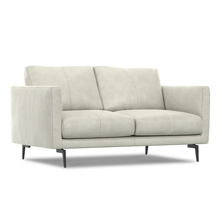 Stevens Modern, Mid - Century 60 inch Wide Sofa in Light Smoke Grey Genuine Leather