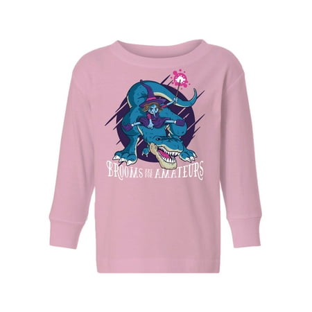 

Awkward Styles Halloween Toddler Long Sleeve Shirt Witch on Dinosaur Kids T-Shirt