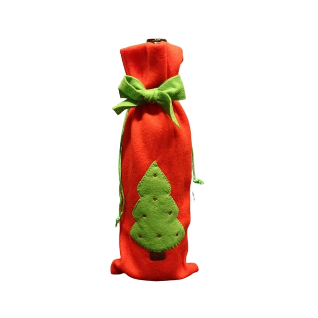 Yuarrent Cubierta de botella de vino Cordón Santa Claus de comedor de Navidad Bordado a prueba de polvo Ropa de encaje Accesorios de regalo de Kits de decoración para fiestas Árbol de Navidad Yuarrent HA070039-03B