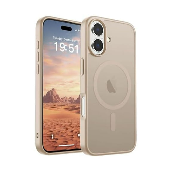 ZHU997 Magnetic for iPhone 17 Case (Compatible with MagSafe)(Military Grade Drop Protection) Translucent Matte Shockproof with Anti-Fingerprint Phone Cover 2025,Desert Gold