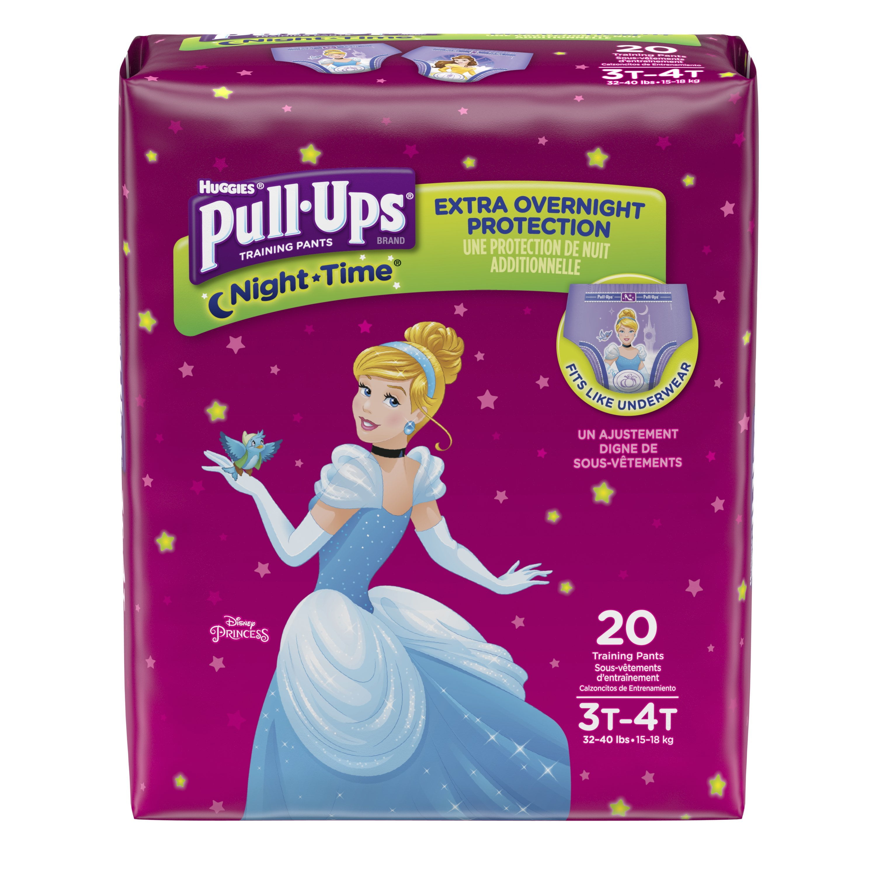 PullUps NightTime Potty Training Pants for Girls, 3T4T (3240 lb