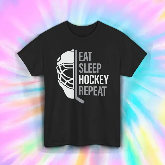 Eat Sleep Hockey Funny Hockey Lover Ice Rink Sport Fan Unisex T-Shirt S-5XL C02926