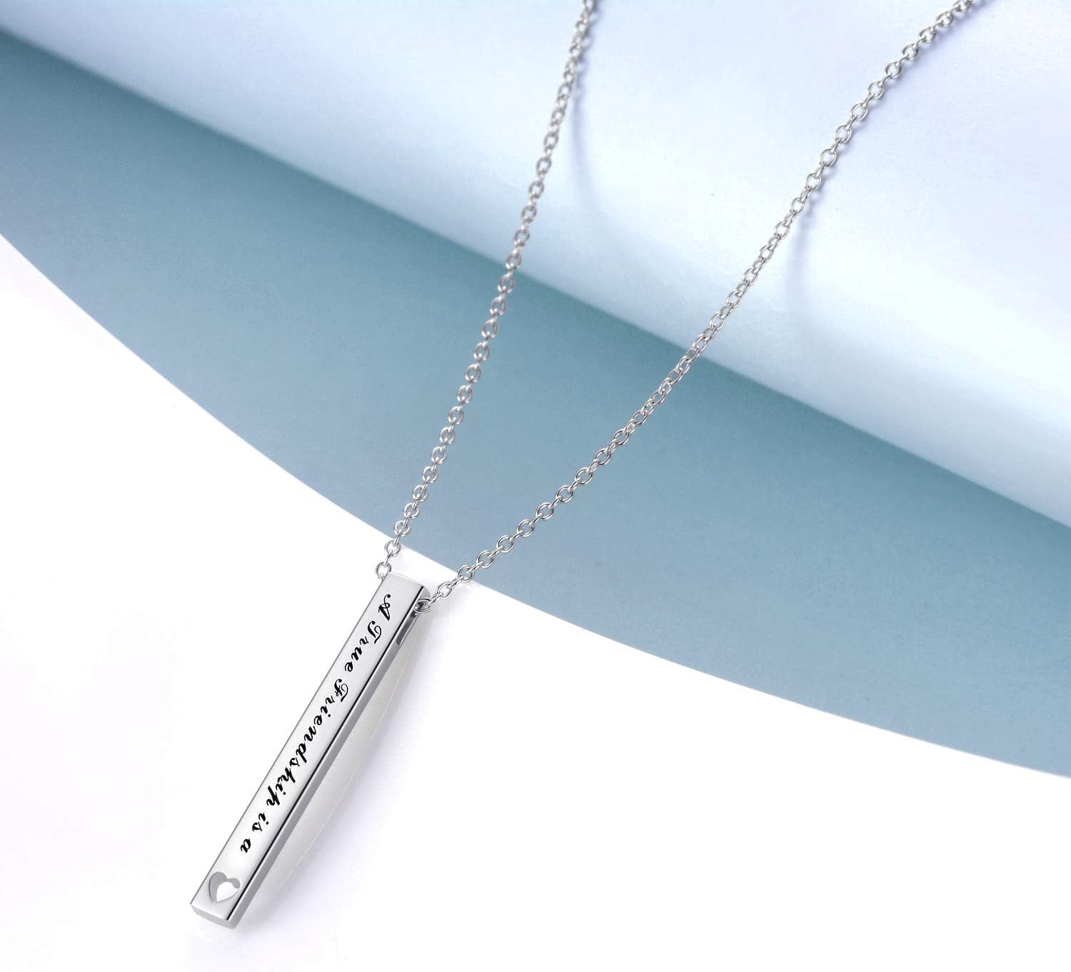 Sterling Silver Bar Necklace - Inspirational Jewelry for Women: Birthday Gifts for Sister, Friends