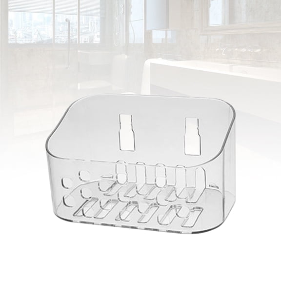 OULII Transparent Shower Basket, Removable Adhesive, Bathroom Organizer