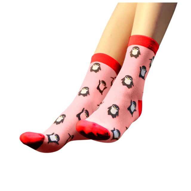 FhsagQ Chaussettes Femmes Chaussettes Blanches Femmes Chaussettes Amusantes Mignon Pingouin Animal Amusant Nouveauté Coton Cadeau Chaussettes Femmes Chaussettes Résille pour Femmes Bleu Rouge Taille Unique